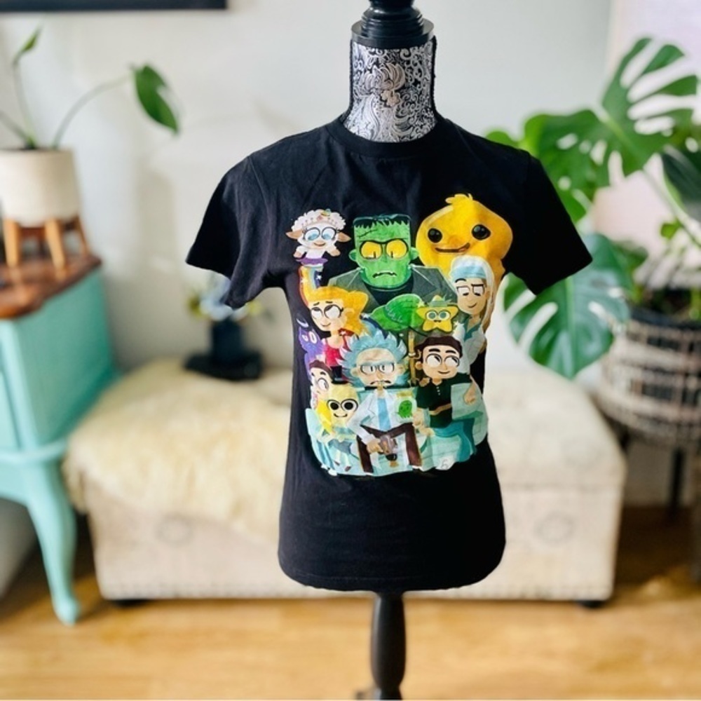 Rick and Morty T-Shirt Size XS w/ Frankenstein & Other Cast Characters